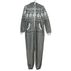 Frankie & Johnny Womens‎ One Piece Winter Pajamas Small Hooded Front Zip Holiday